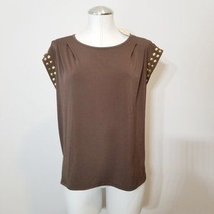 MICHAEL MICHAEL KORS Stud Sleeve Pleated Top NWT